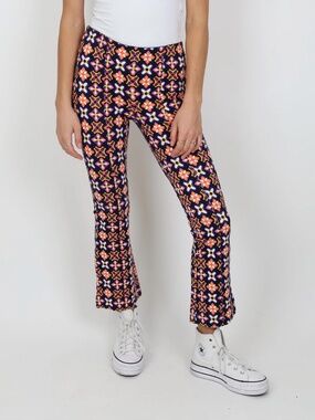 Anthropologie Maeve Retro 70s Floral Print Cropped Flare Pants